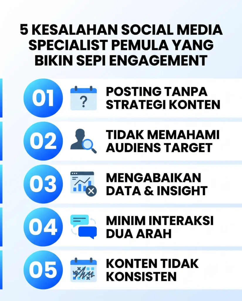 infografis 5 kesalahan social media specialist pemula