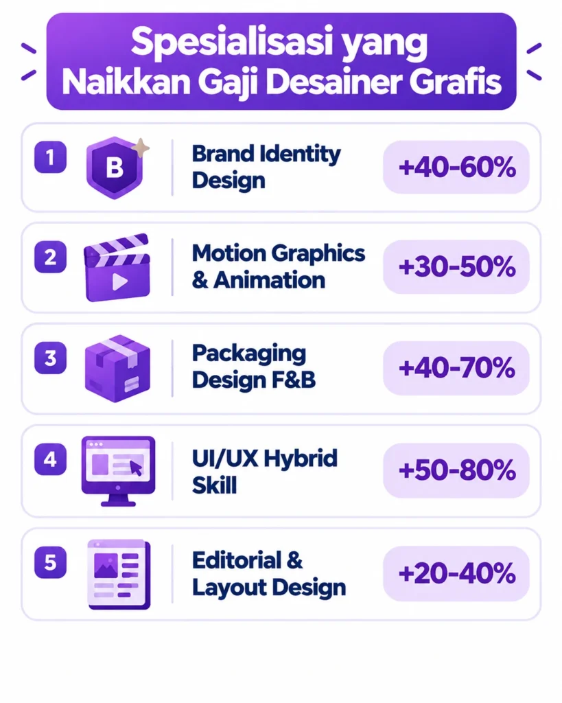 Infografis spesialisasi desain grafis yang bisa menaikkan gaji 30-80 persen di level yang sama