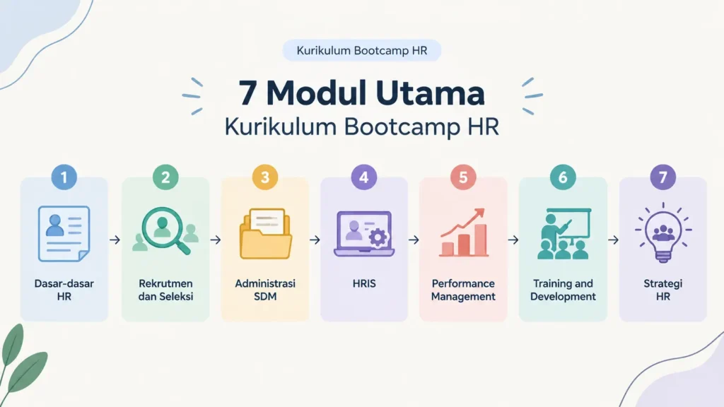 Ilustrasi modul kurikulum bootcamp HR dari rekrutmen sampai HR strategi
