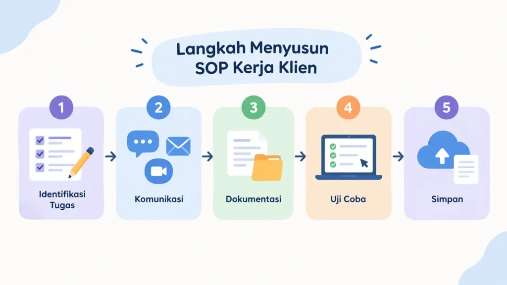 Ilustrasi langkah-langkah menyusun SOP kerja klien secara digital