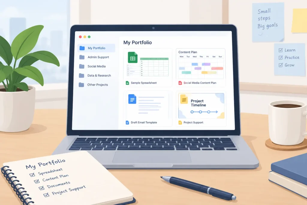 Contoh portofolio digital untuk calon Virtual Assistant pemula